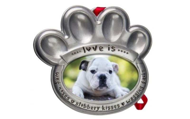 Pewter Pet Paw Photo Ornament