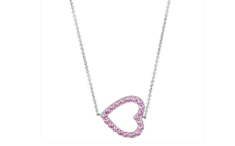Sapphire Pink Double Heart Pendant Necklace by Lenox