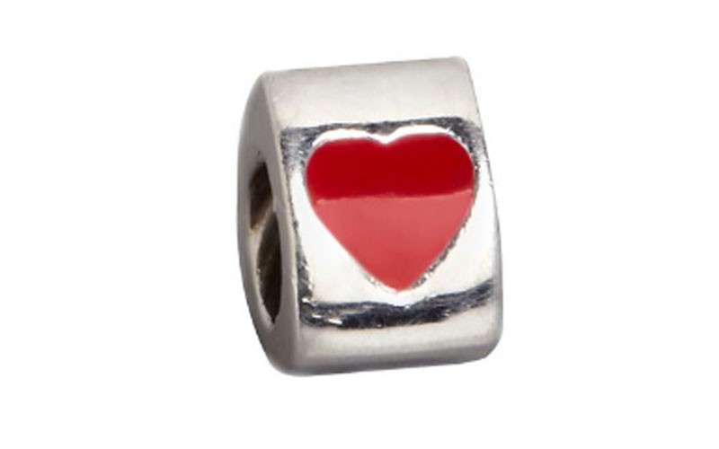 Moments in Time Sterling Silver Red Heart Bead Charm by Lenox