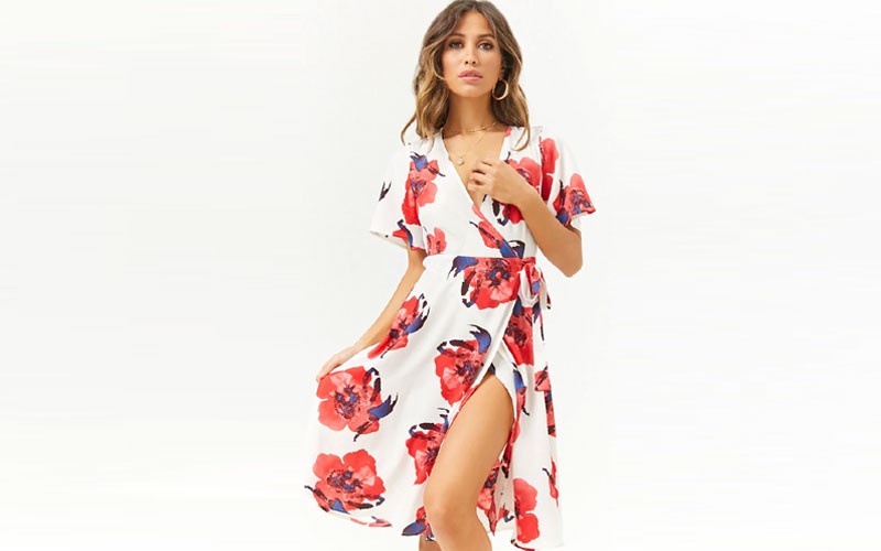 Floral High Low Wrap Dress