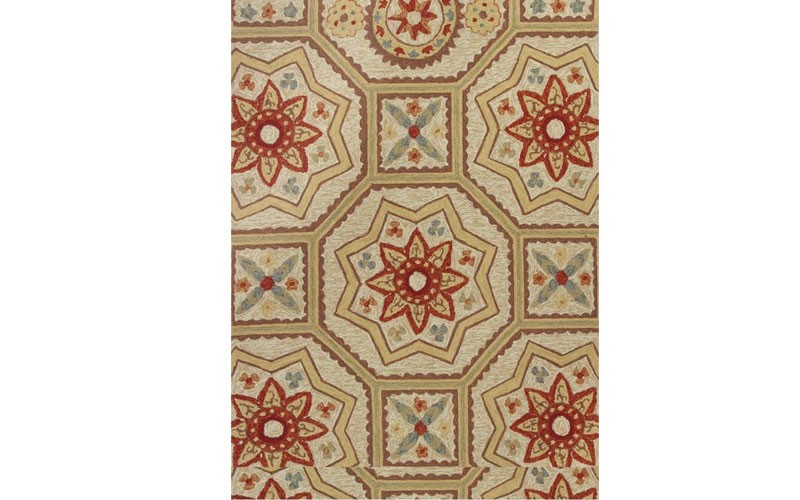 KAS Rugs Meridian 2526 Sand Arabesque Hand Hooked 100% UV-Treated Polypropelene