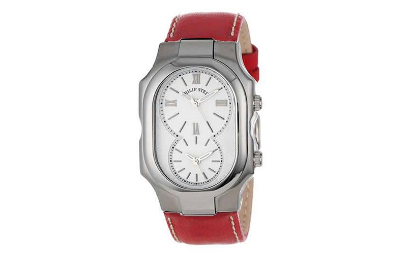 Philip Stein Large Signature Unisex Quartz Red Stitch Calf Leather Watch