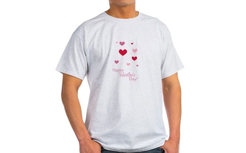 Happy Valentines Day Hearts Light Mens T-Shirt