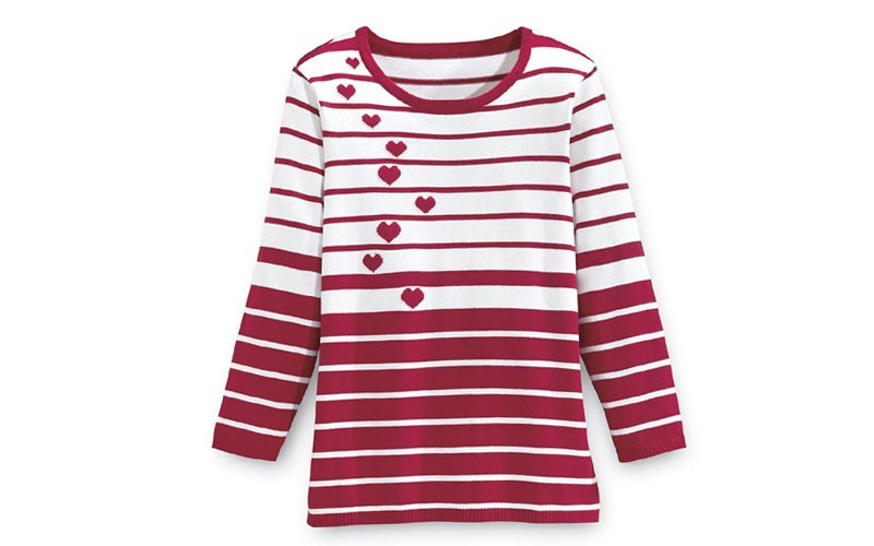 Embroidered Cascading Falling Hearts Sweater For Womens