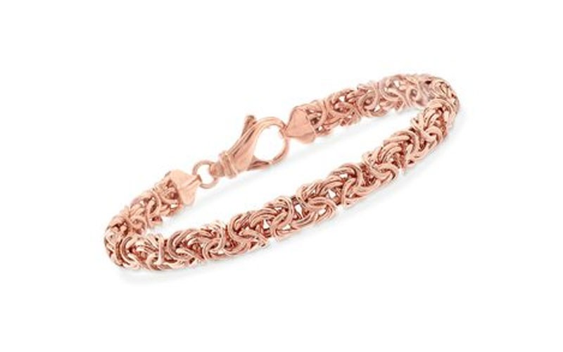 18kt Rose Gold Over Sterling Silver Byzantine Bracelet