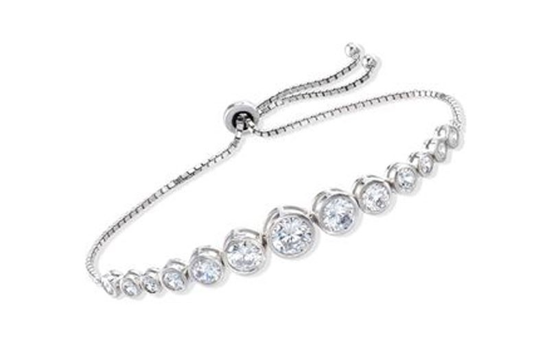 4.85 ct Bezel Set Graduated CZ Bolo Bracelet in Sterling Silver