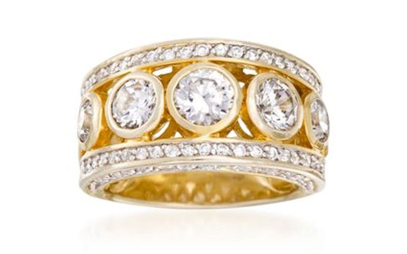 3.50 ct CZ Ring in 14kt Yellow Gold Over Sterling Silver