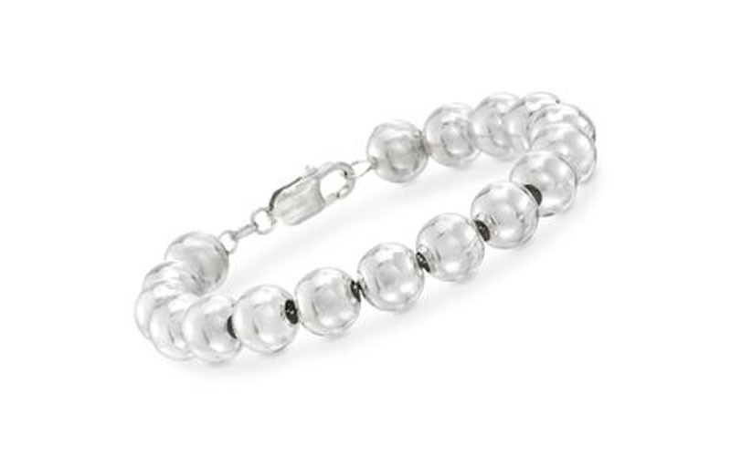 Italian 10mm Sterling Silver Bead Bracelet