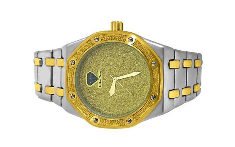 Real Diamond 2 Tone Octagon Bling Men Watch