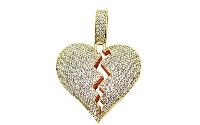 Heart Breaker Gold Cz Bling Bling Pendant For Men