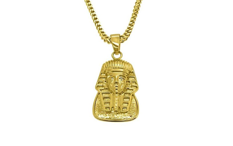 Hiphop Gold Egyptian Pharaoh Pendant W Franco Chain For Men