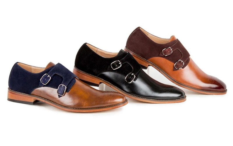 Gino Vitale Mens Monk Strap Two Tone Loafers
