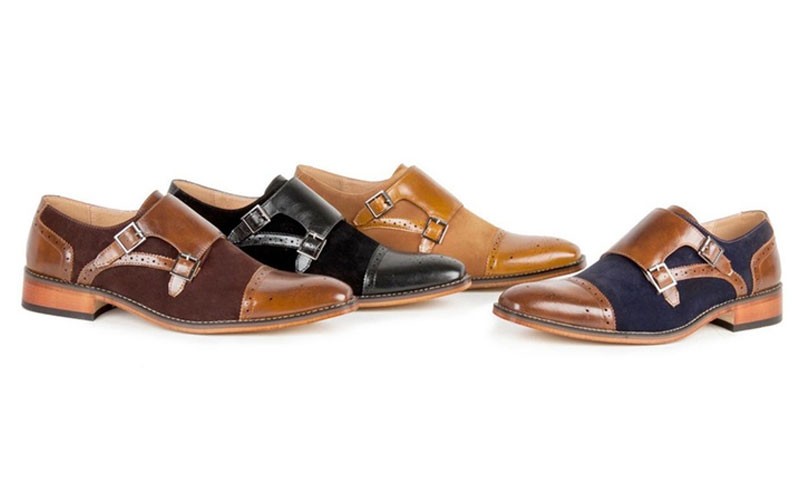 Gino Vitale Mens Double Monk Strap Two Tone Loafers