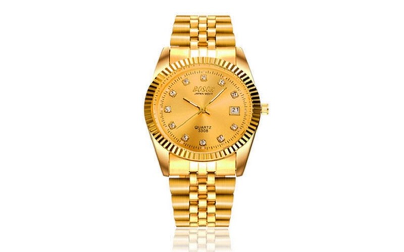 Men and Womens Quartz Stainless Steel Gold Plated Wrist Watches