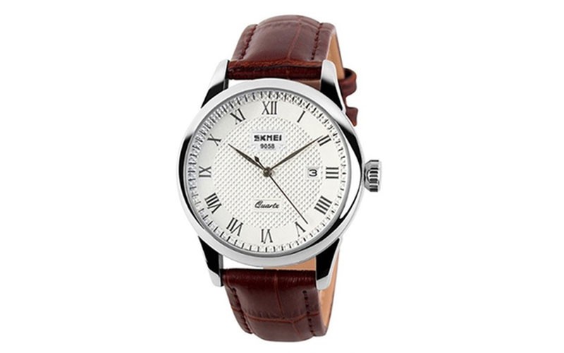 Mens Roman Numeral Quartz Watch Leather Band Analog Wrist Watches