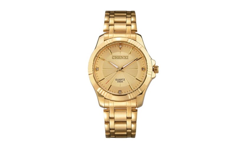Gold Stainless Steel Quartz Wrist Watch For Men