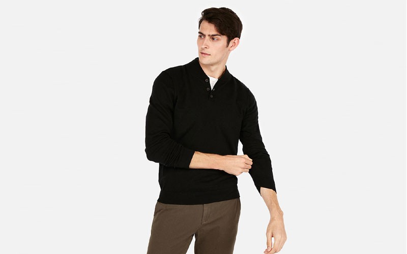 Mock Neck Baseball Henley Sweater For Men