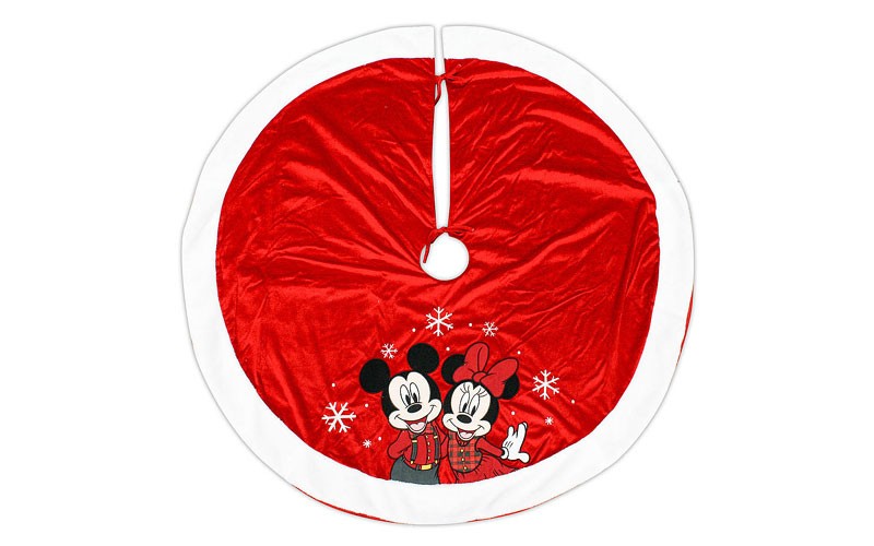 Licensed 48-Inch Holiday Tree Skirt - Mickey Minnie Plaid