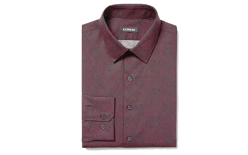 Slim Floral Pattern Cotton Dress Shirt