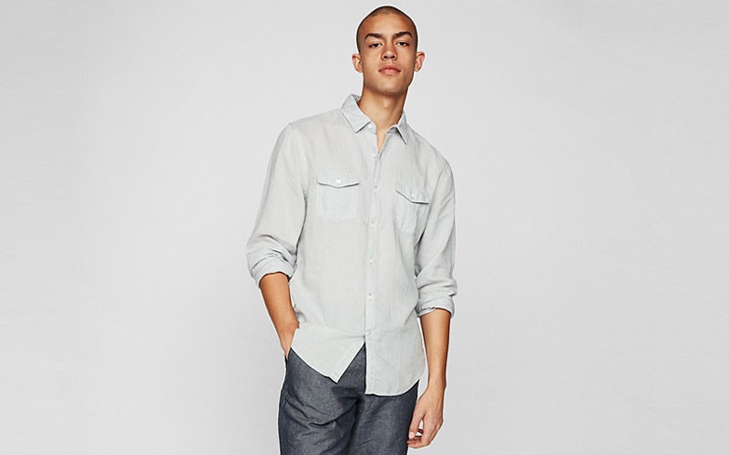 Slim Solid Linen Blend Shirt For Men