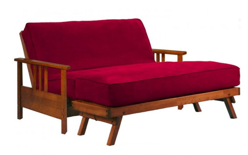 Durango Love Seat Wall Hugger in Warm Cherry Finish Sofa