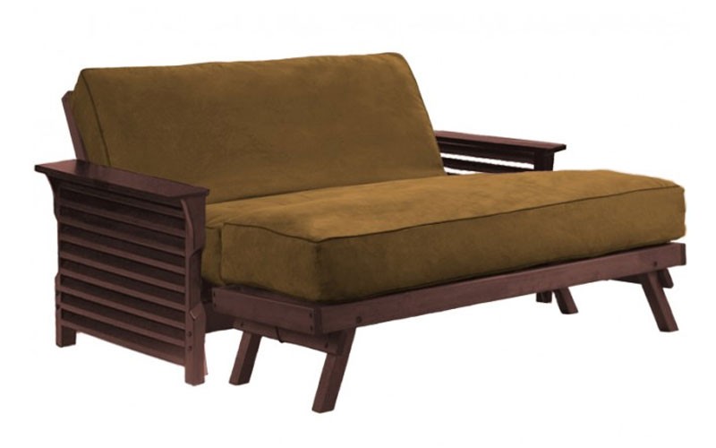 Venetian Love Seat Wall Hugger in Dark Cherry Finish Sofa