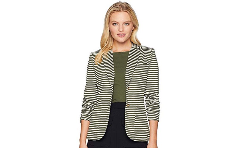 Ralph Lauren Petite Striped Pique Blazer