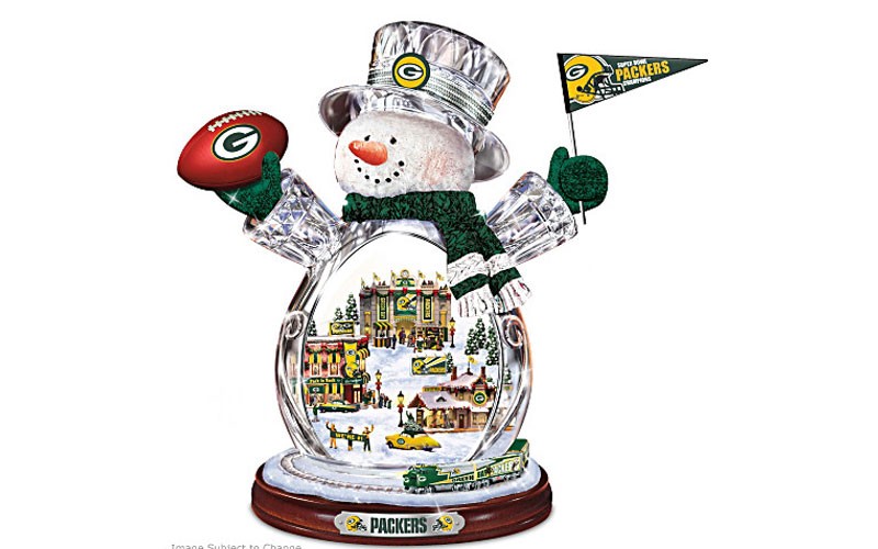   Packers Crystal Snowman With Real Moving Train