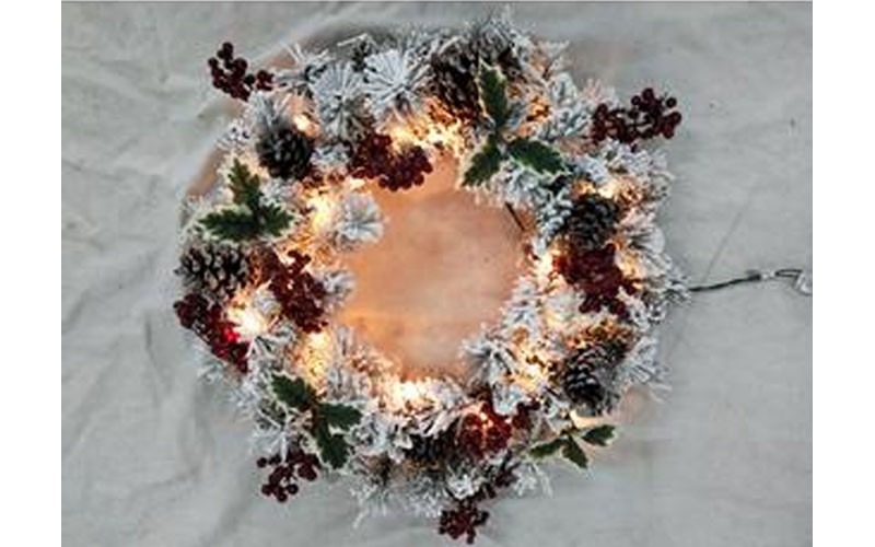 Trim A HomeÂ® 22 Flocked Lighted Wreath With Berries