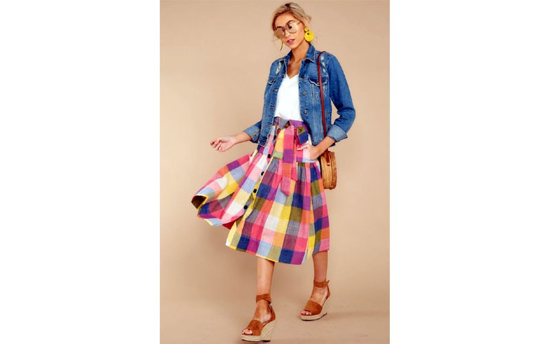 Like A Boss Babe Pink Gingham Skirt