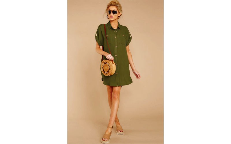 So Called Life Forest Green Shirt Dress