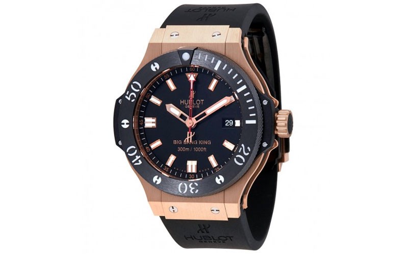 Big Bang Black Dial 18kt Rose Gold Ceramic Case Hublot Mens Watch