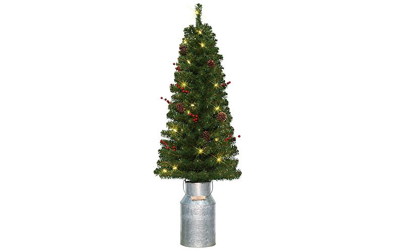 Trim A Home 4' Noble Berry and Pinecones with Galvanized Pot