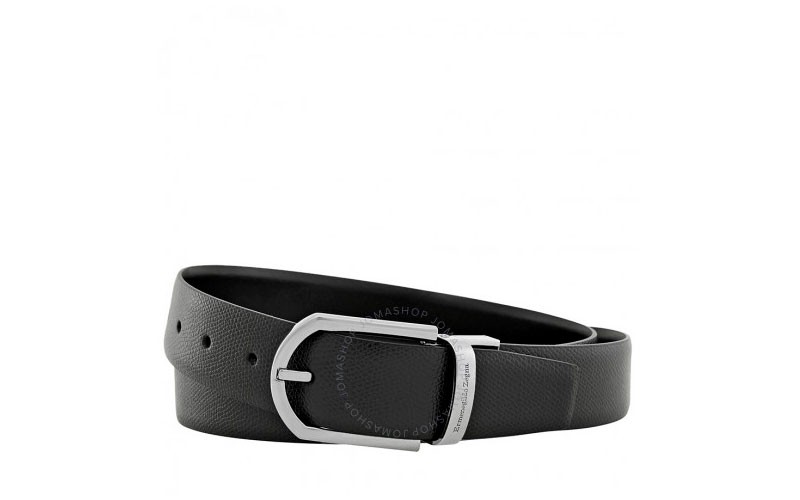 Ermenegildo Smooth Zegna XXL Leather Belt-Black 43