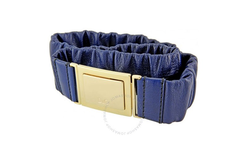 Dolce Gabbana Navy Blue Leather Belt