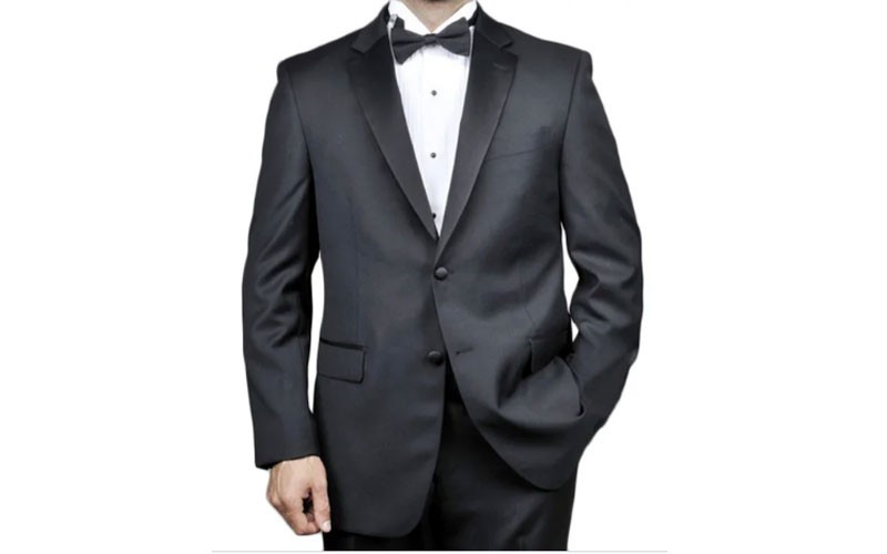 Red Labeled Men's 2-button Black Wool Tuxedo