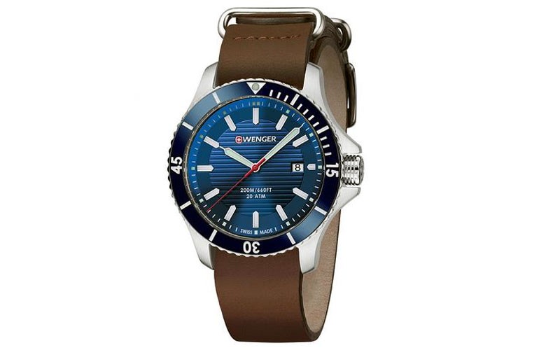 Wenger Sea Force Mens Dive Watch Blue & Brown Dial