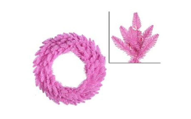 Vickerman 5' Pre-Lit Pink Ashley Spruce Christmas Wreath - Clear & Pink Lights