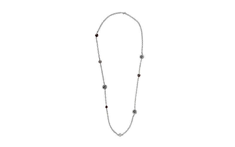 Nouvelle Bague 18K Gold Diamond Onyx Red Enamel Necklace