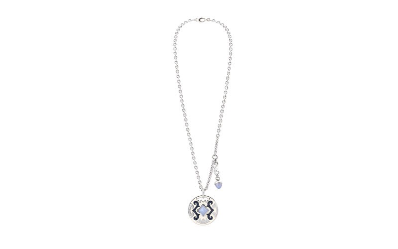 Nouvelle Bague Petali 18K White Gold Diamond Enamel Pendant Necklace