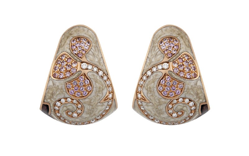 Nouvelle Bague Petali 18K Gold Diamond Enamel Huggie Earrings