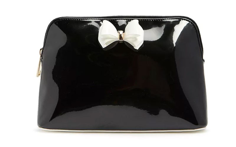 Faux Patent Leather Makeup Bag