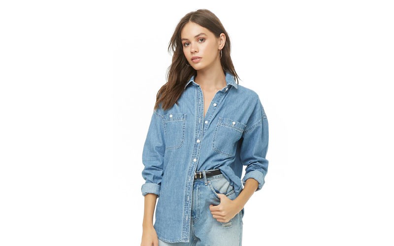 Denim Button Front Women Shirt