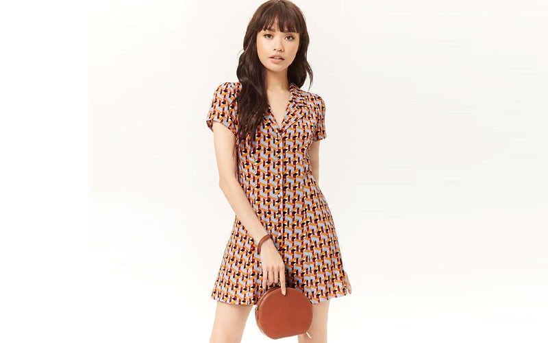 Multicolor Geo Print Mini Dress