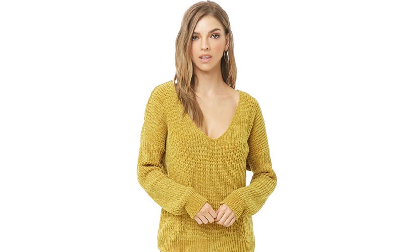 Chenille Twist Back Sweater For Women