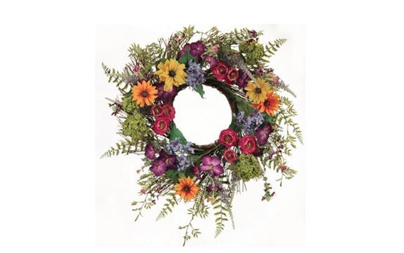 Melrose Pack of 2 Artificial Summer Garden Mixed Multi-Color Wild Flower Wreaths