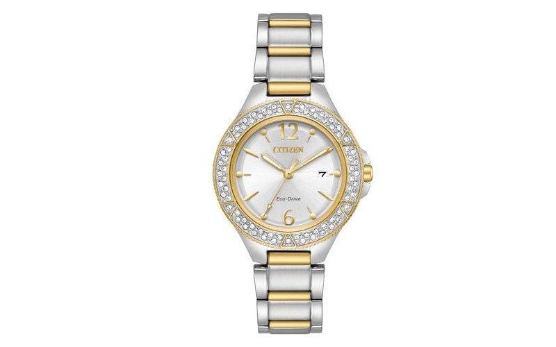 Citizen Womens Eco-Drive Silhouette Date Watch Swarovski Two Tone Bracelet