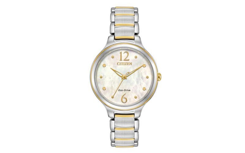 Citizen Womens Eco-Drive Watch Two Tone Bracelet MOP Dial 50m