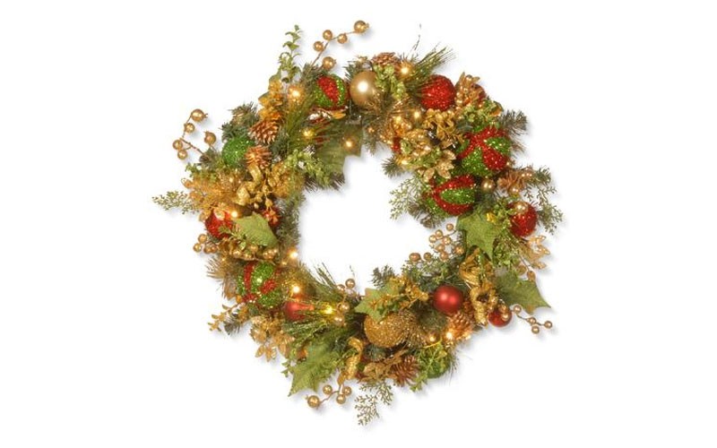 CC Christmas Decor Pre-Lit Decorated Artificial Christmas Wreath - 30-Inch, LED 