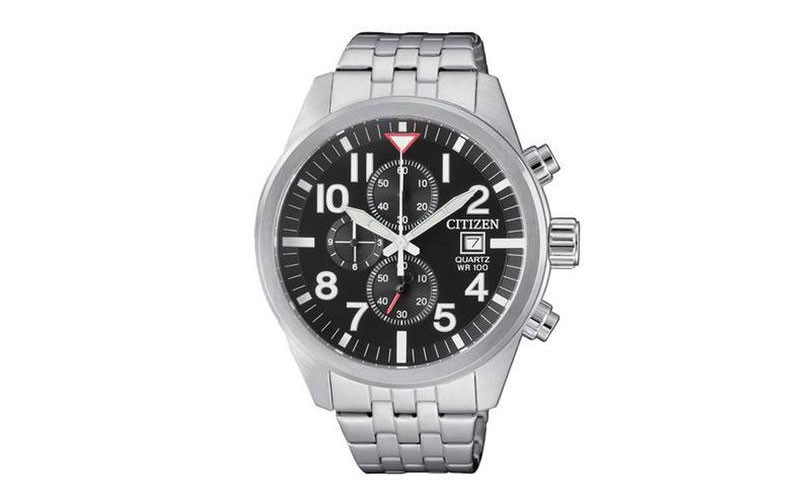 Citizen Mens Quartz SL Chronograph Dark Grey Dial Bracelet Date 100m